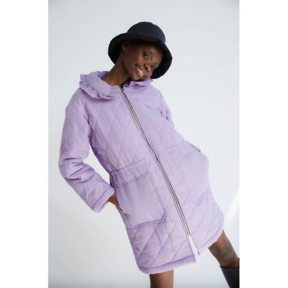 NWT Tach Clothing lavender lilac light purple Bruna quilted oversized coat